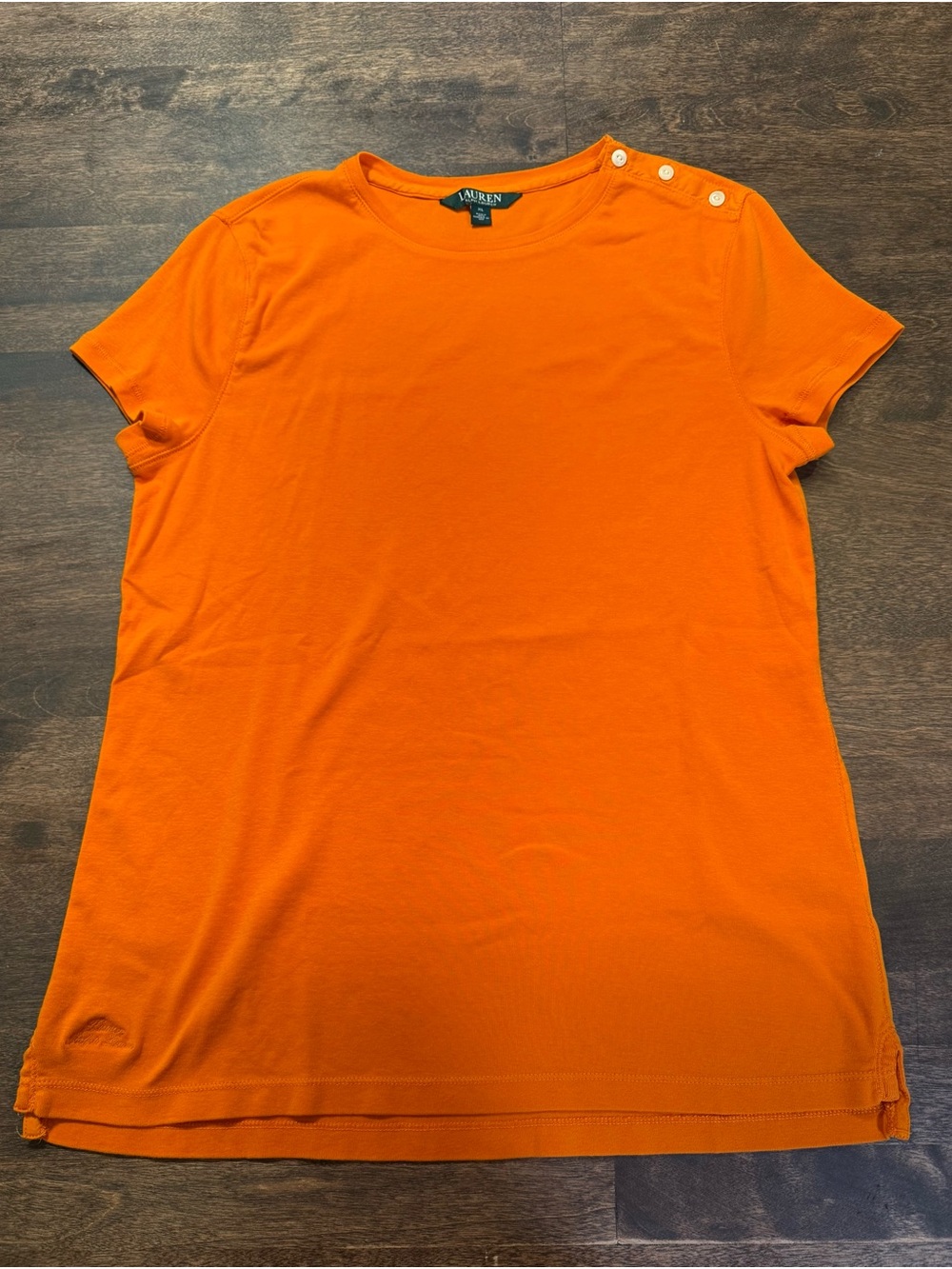 Lauren Ralph Lauren Orange Short-Sleeve Shoulder-Button Tee
